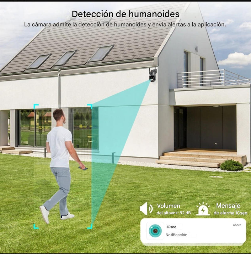 📸 Cámara IP Doble Lente + Alarma 🚨 ¡Seguridad Total para Tu Hogar!