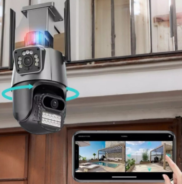 📸 Cámara IP Doble Lente + Alarma 🚨 ¡Seguridad Total para Tu Hogar!